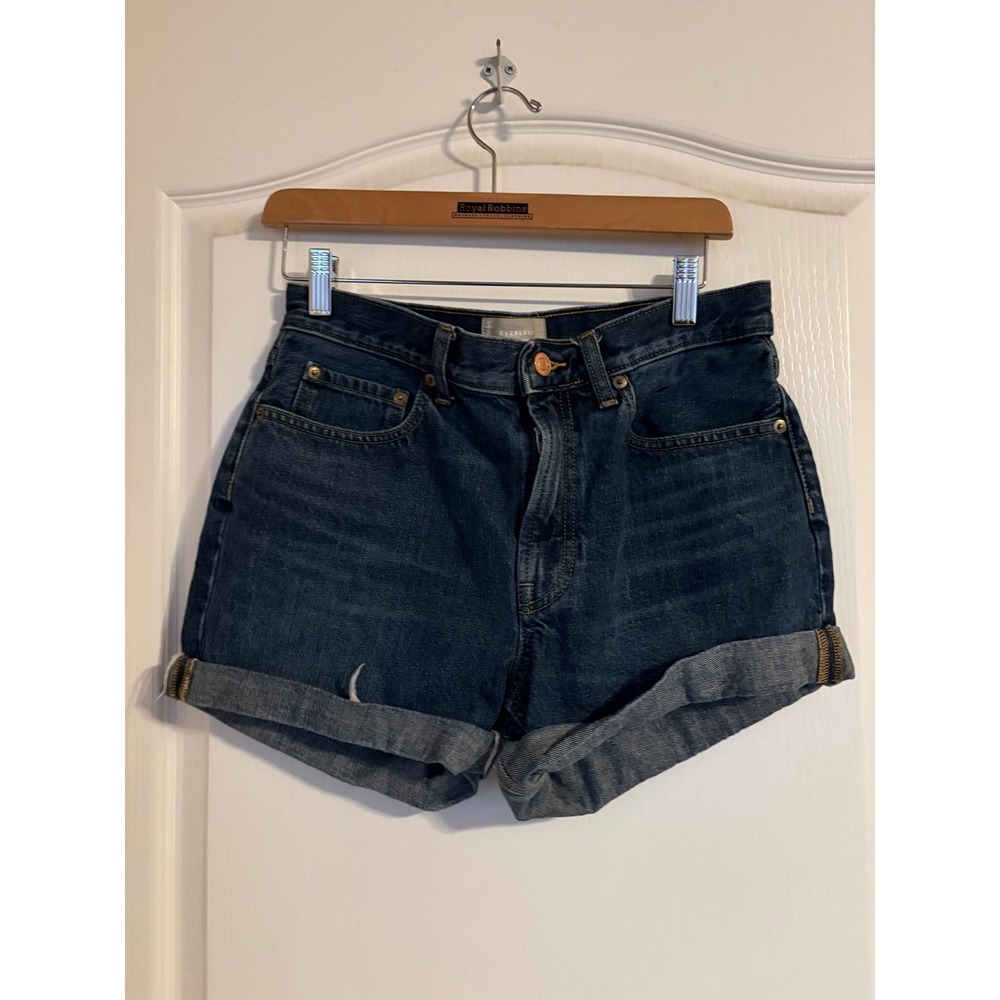 Everlane The Denim Short Organic Cotton Dark Wash High Rise Cuffed Size 27